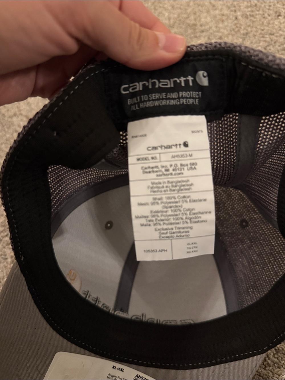 Carhartt Rugged Flex Fitted Canvas Mesh-Back Graphic Cap Asphalt XL/XXL 105353 - Picture 4 of 5